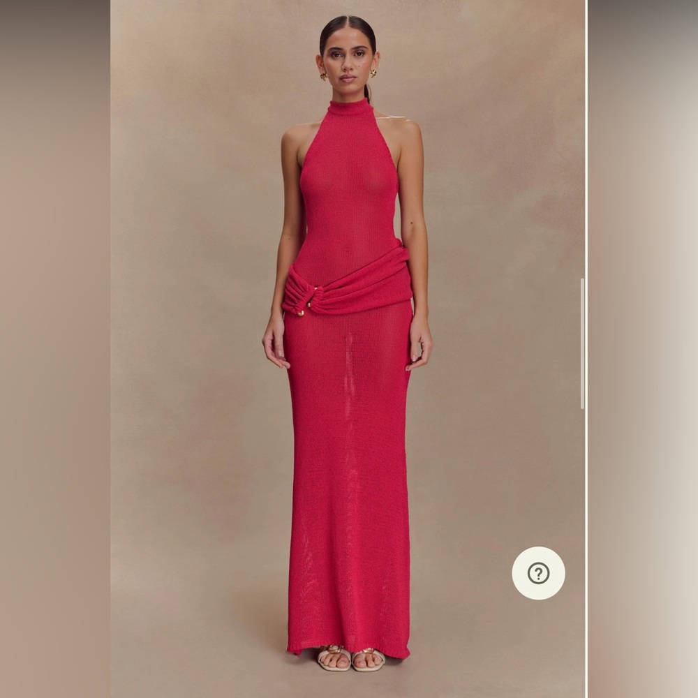 Recce Halter Knit Maxi Dress - Dragonfruit